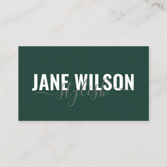 Carte De Visite Signature moderne Emerald Green Chic (Devant)