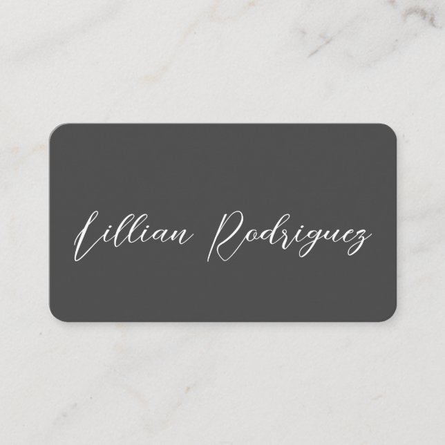 Carte De Visite Signature moderne professionnelle gris et blanc (Devant)