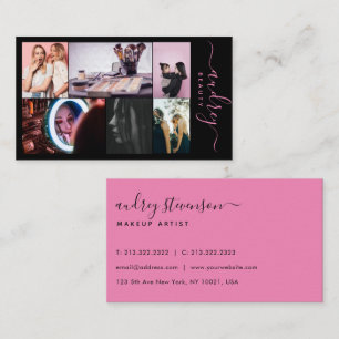 Carte De Visite Signature professionnelle rose et noir 6 Photos