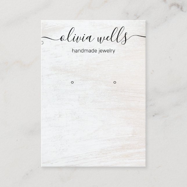 Carte De Visite Signature Script Bois blanc Porte-étendard (Devant)