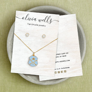 Carte De Visite Signature Script Collier en bois blanc