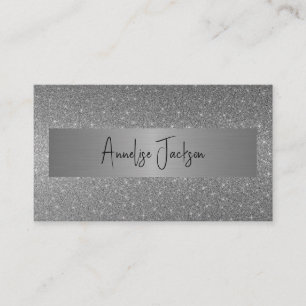 Carte De Visite Signature script moderne glam argent parties scint