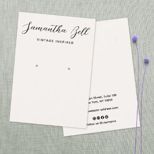 Carte De Visite Signature vintage Script Bijoux d'oreille en ivoir