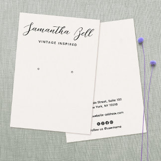 Carte De Visite Signature vintage Script Bijoux d'oreille en ivoir