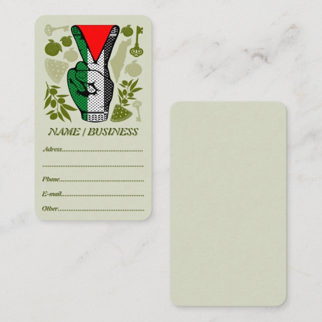 Carte De Visite Signe de Victoire Main Résistance Symbole Triangle (Devant / Derrière)