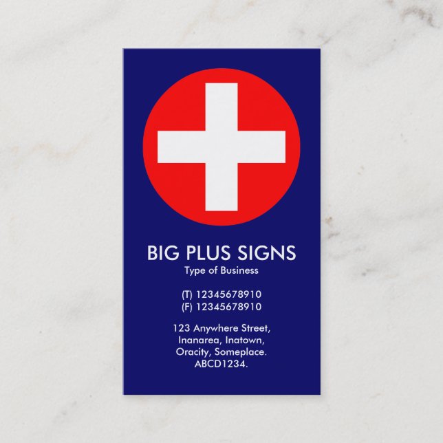 Carte De Visite Signes Big Plus Rouge - Bleu foncé (Devant)