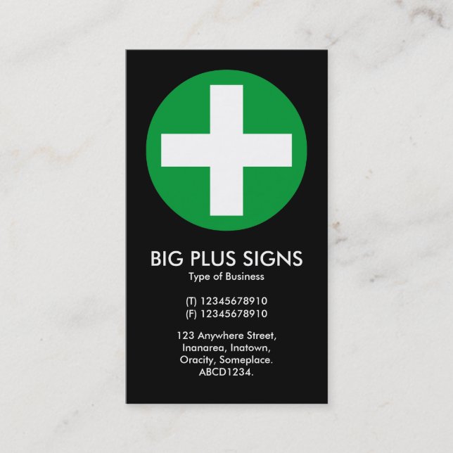 Carte De Visite Signes Big Plus Vert - Noir (Devant)