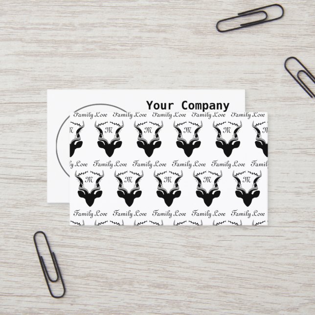 Carte De Visite Silhouette Antelope foncé avec Monogramme Customis (Devant/Arrière en situation)