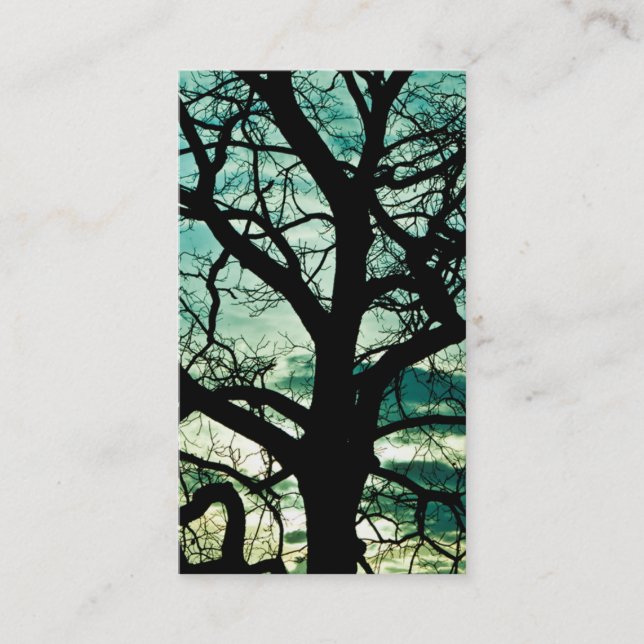 Carte De Visite Silhouette Arbre - Quelle jalousie pour la Lune ? (Devant)