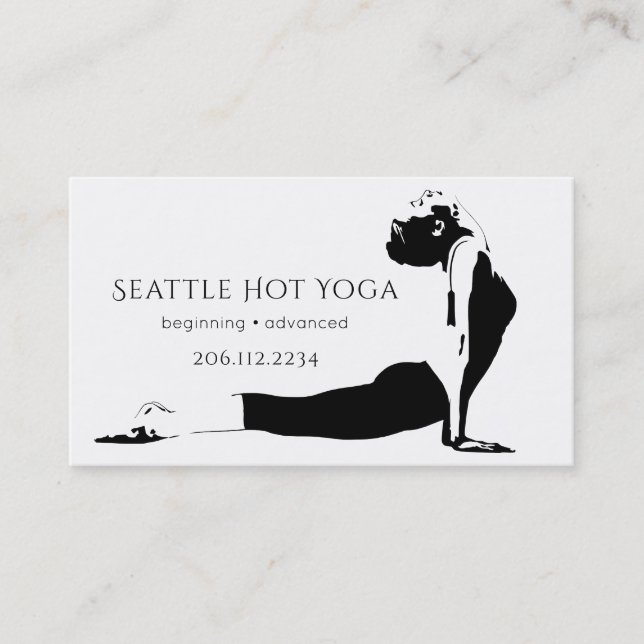 Carte De Visite Silhouette Asana | Professeur de Yoga (Devant)