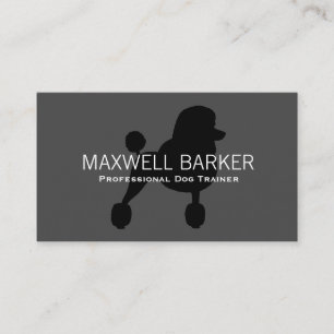 Carte De Visite Silhouette Caniche Royal Noir sur Gris