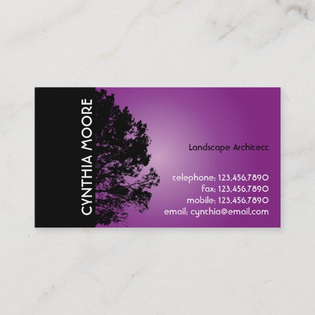 Carte De Visite Silhouette d'arbre - pourpre (Devant)