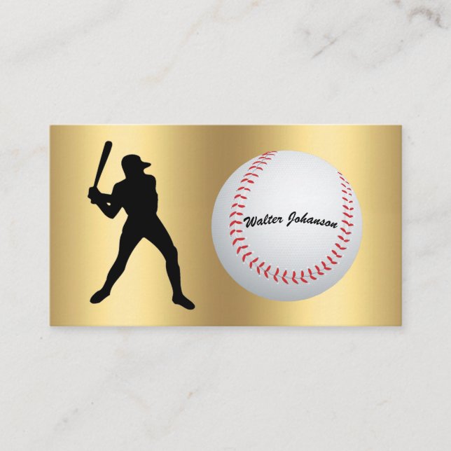 Carte De Visite Silhouette de batteur de baseball amateur ou profe (Devant)