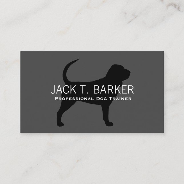 Carte De Visite Silhouette de Bloodhound Noir sur Gris (Devant)