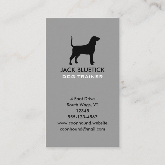 Carte De Visite Silhouette de Bluetick Coonhound Verticale (Devant)