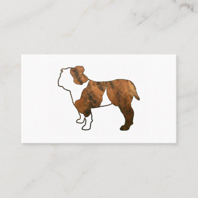 Carte De Visite silhouette de bouledogue rouge brindle et blanc (Devant)