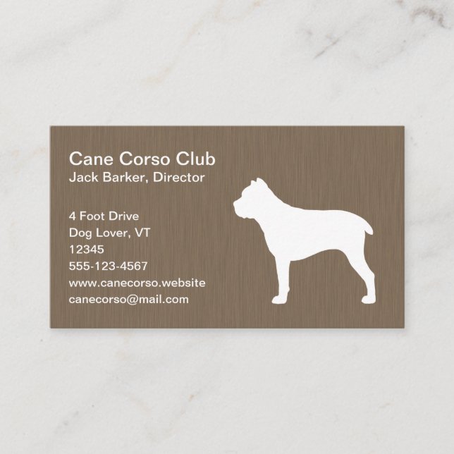 Carte De Visite Silhouette de Cane Corso (Devant)