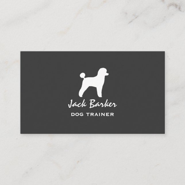 Carte De Visite Silhouette de Caniche Jouet Blanc (Devant)