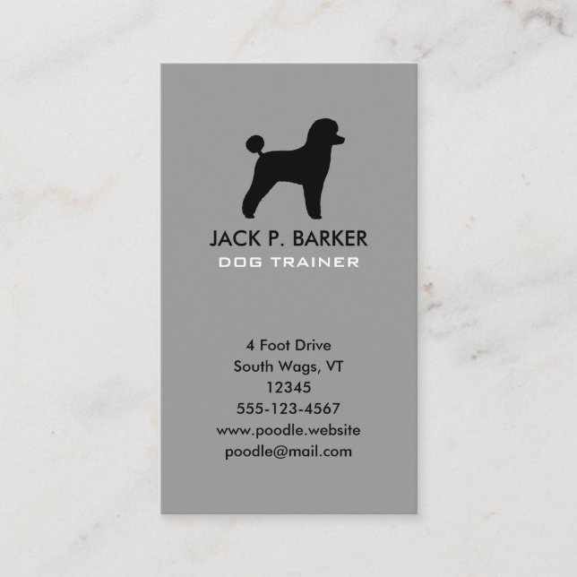 Carte De Visite Silhouette de caniche jouet noir (Devant)