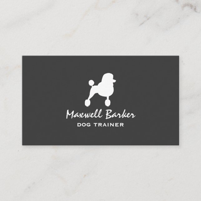Carte De Visite Silhouette de Caniche Standard Blanc (Devant)