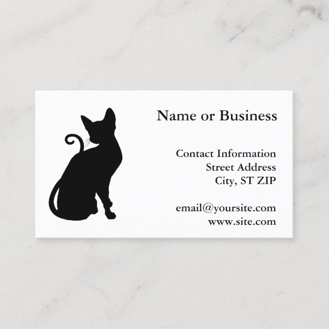 Carte De Visite Silhouette de chat (Devant)