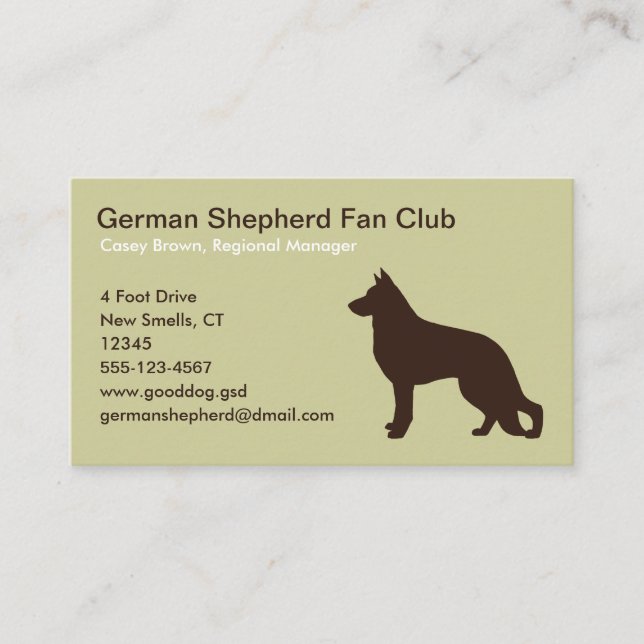 Carte De Visite Silhouette de chien berger allemand (Devant)
