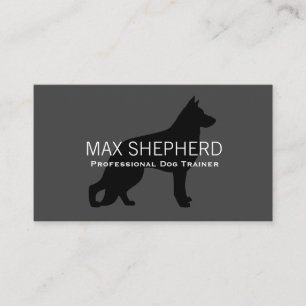 Carte De Visite Silhouette de Chien Berger Allemand Noir sur Gris