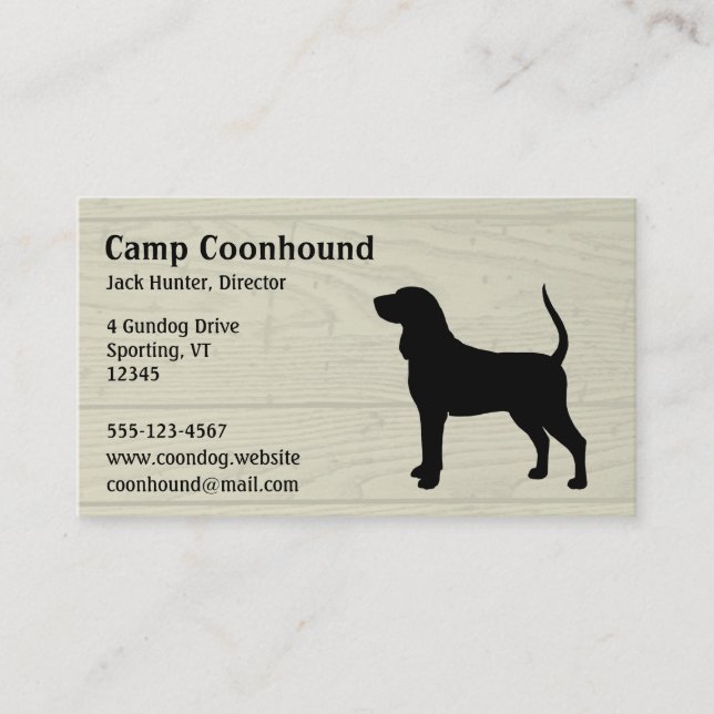 Carte De Visite Silhouette de chien Black & Tan Coonhound (Devant)