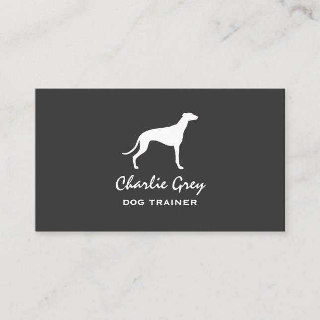 Carte De Visite Silhouette de chien gris et blanc (Devant)