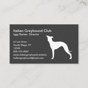 Carte De Visite Silhouette de Chien gris italien
