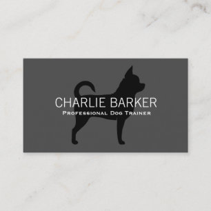 Carte De Visite Silhouette de Chihuahua noir sur gris