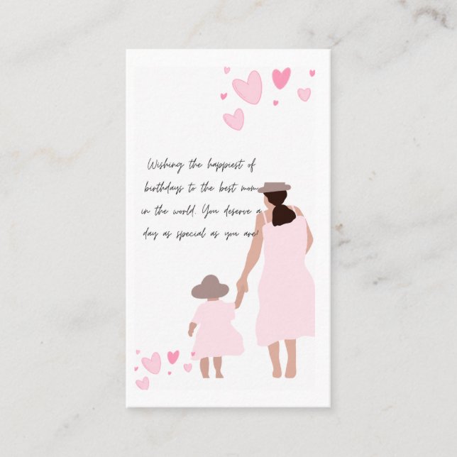 Carte De Visite Silhouette de cœur rose de mère et fille (Devant)