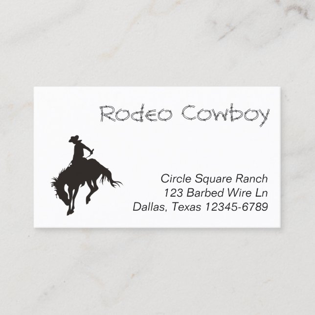 Carte De Visite Silhouette de cow-boy de rodéo (Devant)