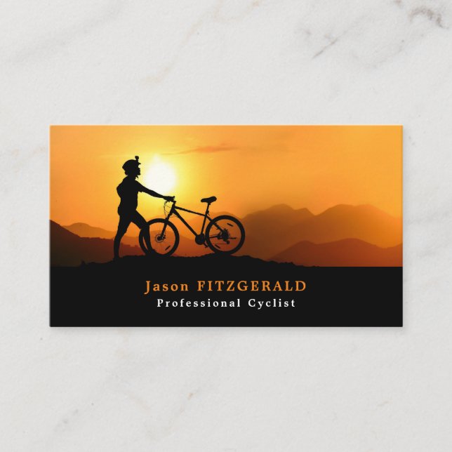 Carte De Visite Silhouette de Cycliste, Cycliste, Bicycliste (Devant)