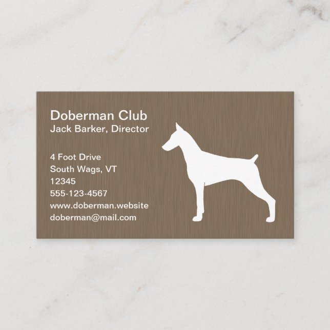 Carte De Visite Silhouette de Dobermann (Devant)