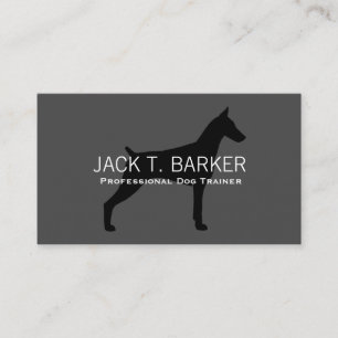 Carte De Visite Silhouette de Dobermann Pinscher Noir sur Gris