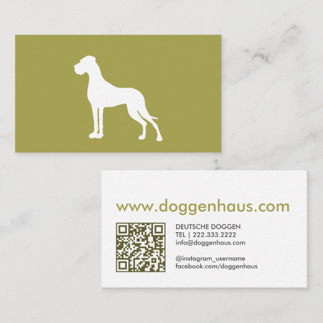 Carte De Visite Silhouette de Dogue Allemand (Devant / Derrière)