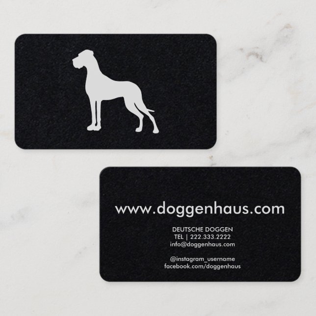 Carte De Visite Silhouette de Dogue allemand (Devant / Derrière)