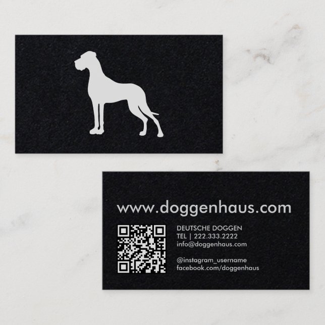 Carte De Visite silhouette de Dogue allemand (Devant / Derrière)