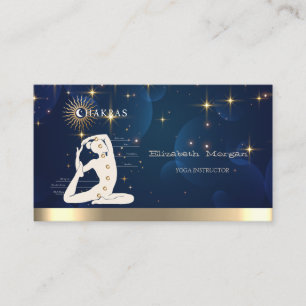 Carte De Visite Silhouette de femmes de yoga, Étoiles, Professeur 