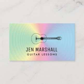 Carte De Visite silhouette de guitare aux couleurs prismatiques