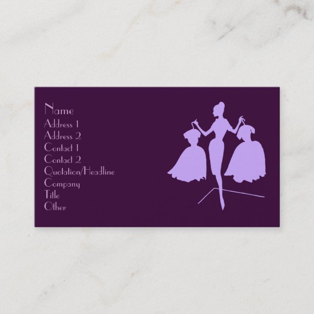 Carte De Visite Silhouette de la mode (Devant)