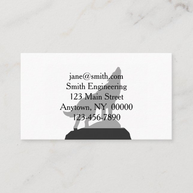 Carte De Visite silhouette de loup hurlant - Choisir la couleur ar (Devant)