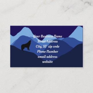 Carte De Visite Silhouette de Montagne Bleue avec logo Wolf