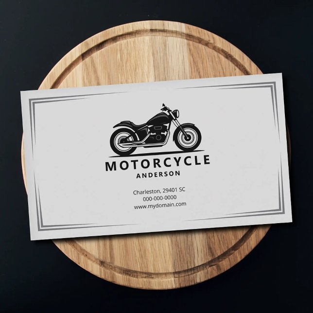 Carte De Visite Silhouette de moto noire élégante (Sleek Black Motorcycle Silhouette Business Card)