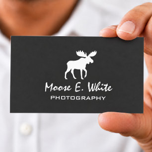 Carte De Visite Silhouette de orignal gris et blanc en marche