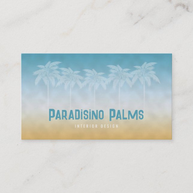 Carte de visite silhouette de palmier à la plage (Devant)
