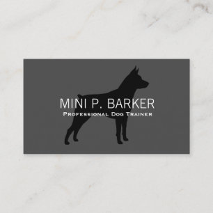 Carte De Visite Silhouette de Pinscher Nain Noir sur Gris