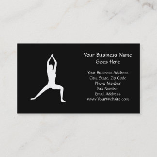Carte De Visite Silhouette de pose de yoga de guerrier noire et