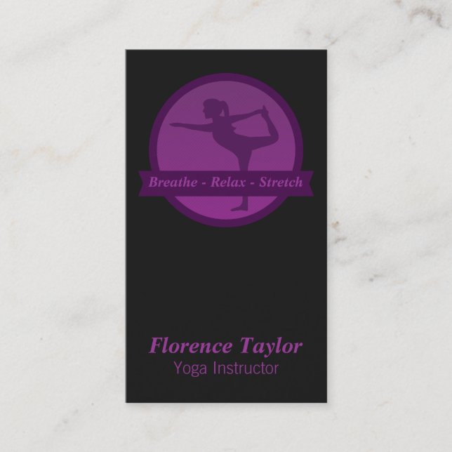 Carte De Visite Silhouette de position d'étirement pour professeur (Devant)